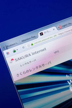 Ryazan, Rusya - 08 Mayıs 2018: Sakura Web sitesi Pc, url - Sakura.ne.jp görüntüleme