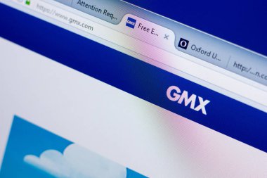 Ryazan, Rusya - 08 Mayıs 2018: Gmx Web sitesi Pc, url - Gmx.com görüntüleme