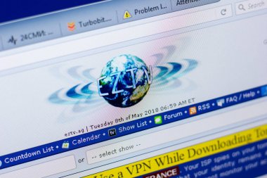 Ryazan, Rusya - 08 Mayıs 2018: Eztv Web sitesi Pc, url - Eztv.ag görüntüleme