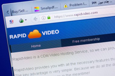 Ryazan, Rusya - 08 Mayıs 2018: Rapidvideo Web sitesi Pc, url - Rapidvideo.com görüntüleme