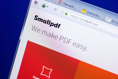 Ryazan, Rusya - 08 Mayıs 2018: Smallpdf Web sitesi Pc, url - Smallpdf.com görüntüleme