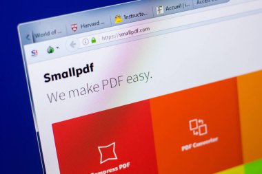 Ryazan, Rusya - 08 Mayıs 2018: Smallpdf Web sitesi Pc, url - Smallpdf.com görüntüleme