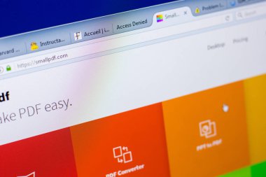 Ryazan, Rusya - 08 Mayıs 2018: Smallpdf Web sitesi Pc, url - Smallpdf.com görüntüleme