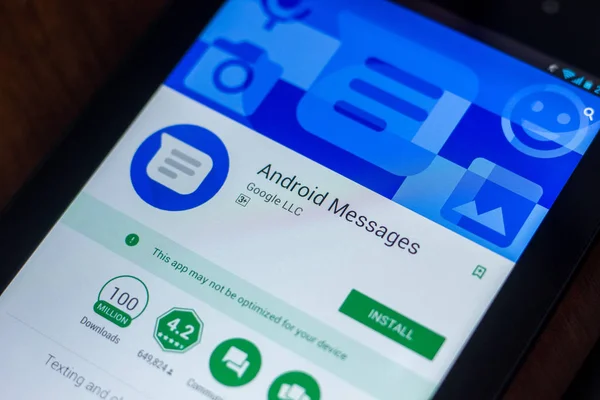 Рязань Россия Марта 2018 Года Android Messages App Display Tablet — стоковое фото