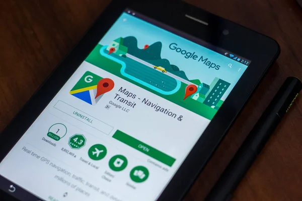 Ryazan Federacja Rosyjska Marca 2018 Aplikacji Mapy Google Ekranie Tabletu — Zdjęcie stockowe