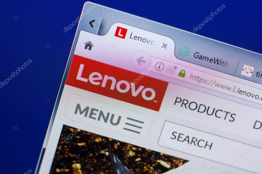 Ryazan, Russia - May 13, 2018: Lenovo website on the display of PC, url - Lenovo.com