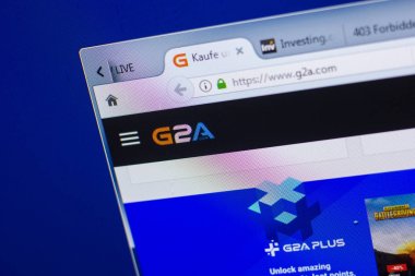 Ryazan, Rusya - 13 Mayıs 2018: G2a Web sitesi Pc, url - G2a.com görüntüleme