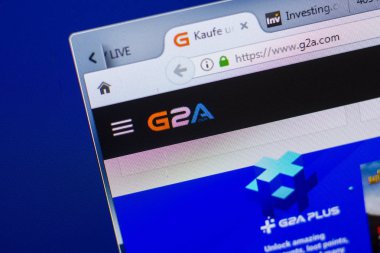 Ryazan, Rusya - 13 Mayıs 2018: G2a Web sitesi Pc, url - G2a.com görüntüleme