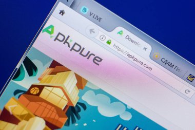 Ryazan, Rusya - 13 Mayıs 2018: Apkpure Web sitesi Pc, url - Apkpure.com görüntüleme