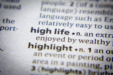 Sözcük veya deyim Yüksek yaşam ve sözlükteki tanımı