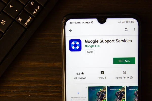 Ivanowsk Rosja Lipca 2019 Google Support Services Aplikacja Wyświetlaczu Smartphone — Zdjęcie stockowe