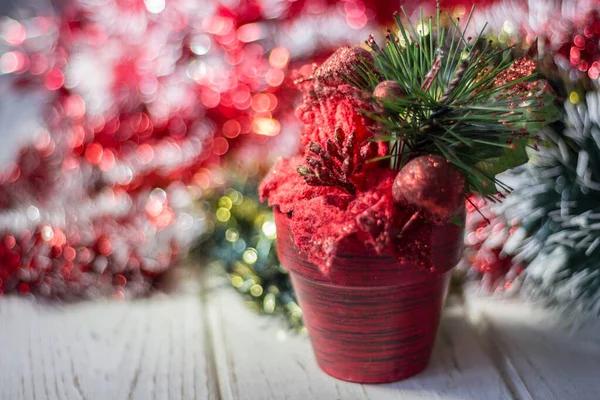 Artifical Poinsettia Christmas Symbol Red Flower Pot — Stock Photo, Image