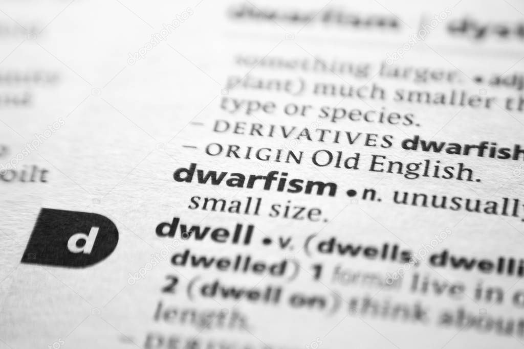 Word or phrase Dwarfism in a dictionary
