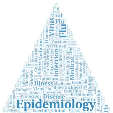 Beyaz arka planda Epidemiyoloji kelime bulutu. Sadece metin ile oluşturulan sözcük bulutu.