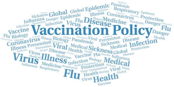 Vaccinatiebeleid Woord Wolk Witte Achtergrond Wordcloud Gemaakt Met Alleen Tekst — Stockvector