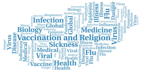 Vaccinazione Religione Parola Nube Sfondo Bianco Wordcloud Realizzato Solo Con — Vettoriale Stock