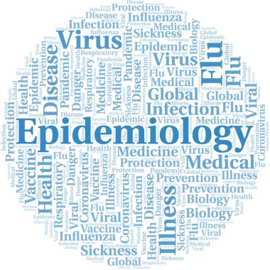 Beyaz arka planda Epidemiyoloji kelime bulutu. Sadece metin ile oluşturulan sözcük bulutu.