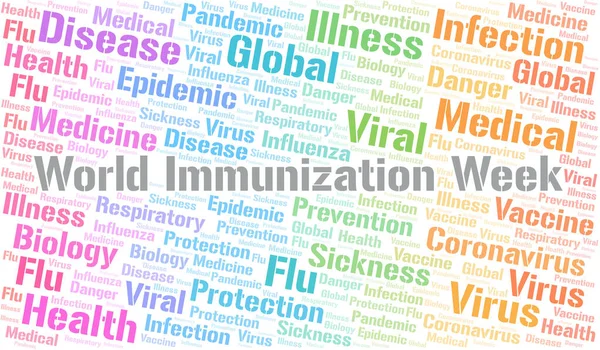 World Immunization Week Woord Wolk Witte Achtergrond Wordcloud Gemaakt Met — Stockvector