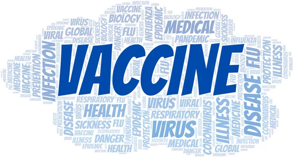 Vaccin Woord Wolk Witte Achtergrond Wordcloud Gemaakt Met Alleen Tekst — Stockvector