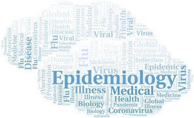 Beyaz arka planda Epidemiyoloji kelime bulutu. Sadece metin ile oluşturulan sözcük bulutu.