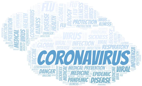 Nube Palabras Coronavirus Sobre Fondo Blanco Wordcloud Hecho Solo Con — Archivo Imágenes Vectoriales