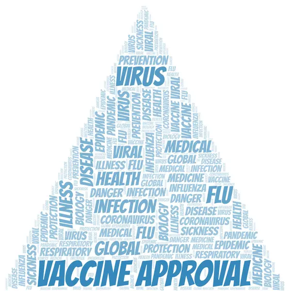 Σύννεφο Λέξη Έγκρισης Εμβολίου Λευκό Φόντο Wordcloud Γίνεται Μόνο Κείμενο — Διανυσματικό Αρχείο
