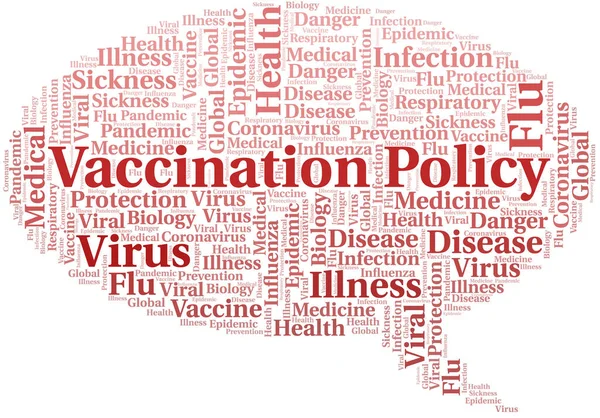 白い背景にワクチン政策の単語の雲 テキストのみで作られたWordcloud — ストックベクタ