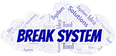 Break System tipografi vektör kelime bulutu. Sadece metinle yapılmış kelime bulutu kolajı. 