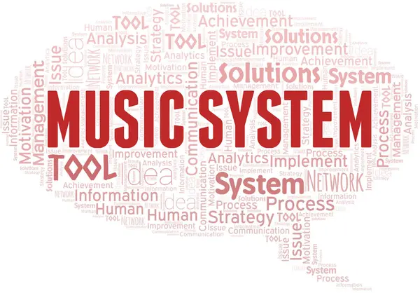 Sistema Música Tipografia Vetor Nuvem Palavras Colagem Wordcloud Feita Apenas —  Vetores de Stock