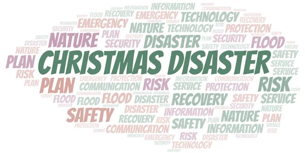 Christmas Disaster Typography Vektor Wort Wolke Wordcloud Collage Nur Mit — Stockvektor