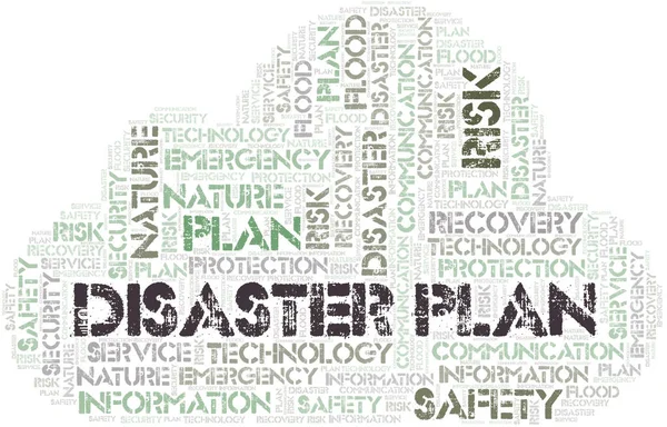 Disaster Plan typography  word cloud. Wordcloud collage made with the text only.