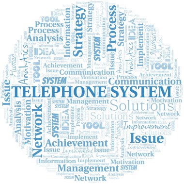 Telefon Sistemi tipografi vektör kelime bulutu. Sadece metinle yapılmış kelime bulutu kolajı. 