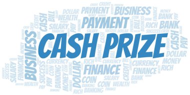 Cash Prize tipografi vektör bulutu. Sadece metinle yapılmış kelime bulutu kolajı. 