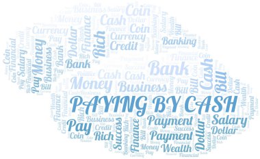 Nakit ödeme tipografi vektör kelime bulutu. Sadece metinle yapılmış kelime bulutu kolajı. 