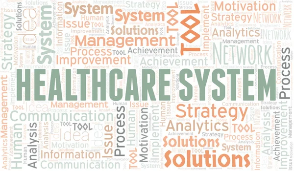Sistema Sanitario Tipografia Vettoriale Parola Nube Collage Wordcloud Realizzato Solo — Vettoriale Stock