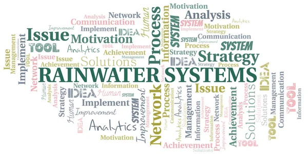 Typografie Van Regenwatersystemen Vector Woord Wolk Wordcloud Collage Gemaakt Met — Stockvector