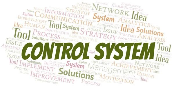 Control System Typografie Vektor Wort Wolke Wordcloud Collage Nur Mit — Stockvektor