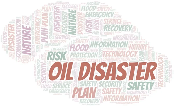 Oil Disaster Typography Vector Word Cloud Collage Wordcloud Hecho Solo — Vector de stock