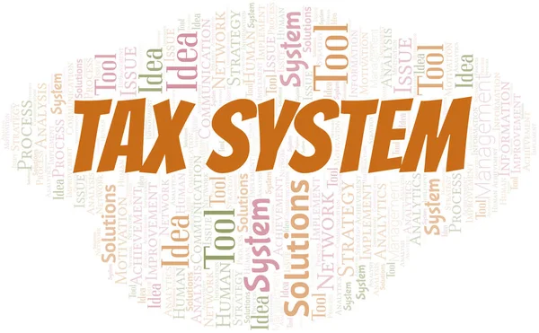 Steuersystem Typographie Vektor Wort Wolke Wordcloud Collage Nur Mit Dem — Stockvektor