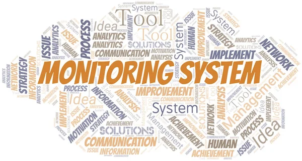 Monitoring System Typografie Vektor Wortwolke Wordcloud Collage Nur Mit Dem — Stockvektor