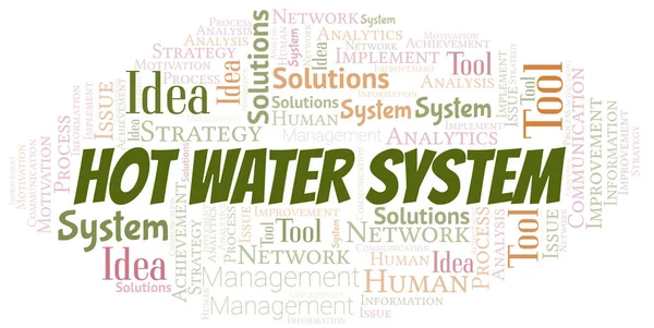 Sistema Agua Caliente Tipografía Vector Palabra Nube Collage Wordcloud Hecho — Vector de stock