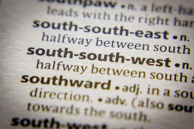 Bir sözlükte Güney-Güney-Batı sözcüğü