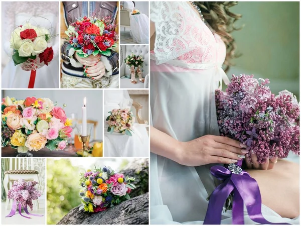 Wedding Bouquet Collage Wedding Flowers Different Ceremonies — Stock Photo, Image