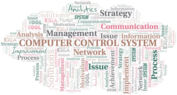 Computer Control System Typography Vector Word Cloud Collage Wordcloud Realizzato — Vettoriale Stock
