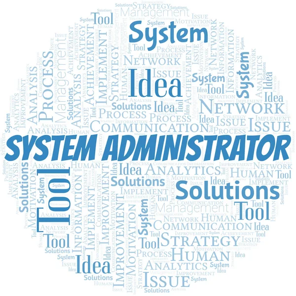 System Administrator Typography Vector Word Cloud Collage Wordcloud Realizzato Solo — Vettoriale Stock