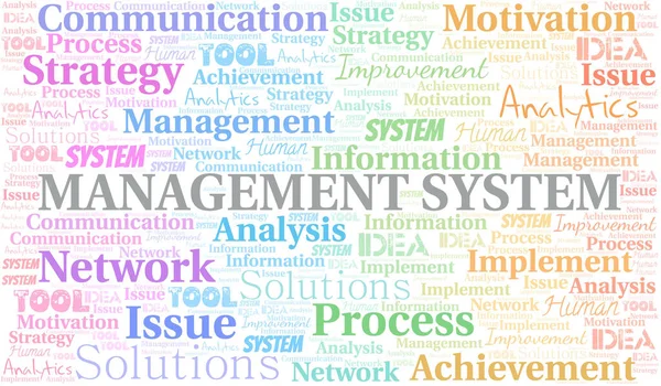 Managementsysteem Typografie Vector Woord Cloud Wordcloud Collage Gemaakt Met Alleen — Stockvector