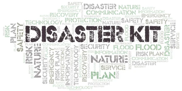 Disaster Kit Друкарська Хмара Векторного Слова Колаж Wordcloud Зроблений Лише — стоковий вектор