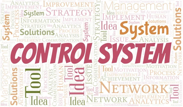 Control System Typografie Vektor Wort Wolke Wordcloud Collage Nur Mit — Stockvektor