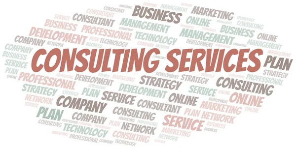 Consulting Services Typography Vector Word Cloud Wordcloud Collage Made Text — Stock Vector