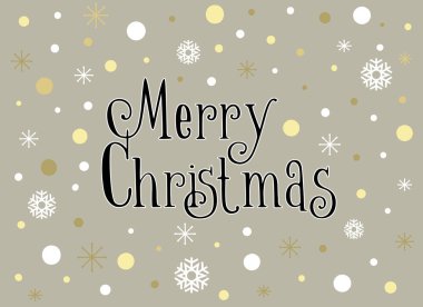 Neşeli Noel kartı kar taneleri ve kar, vektör şablonu ile.